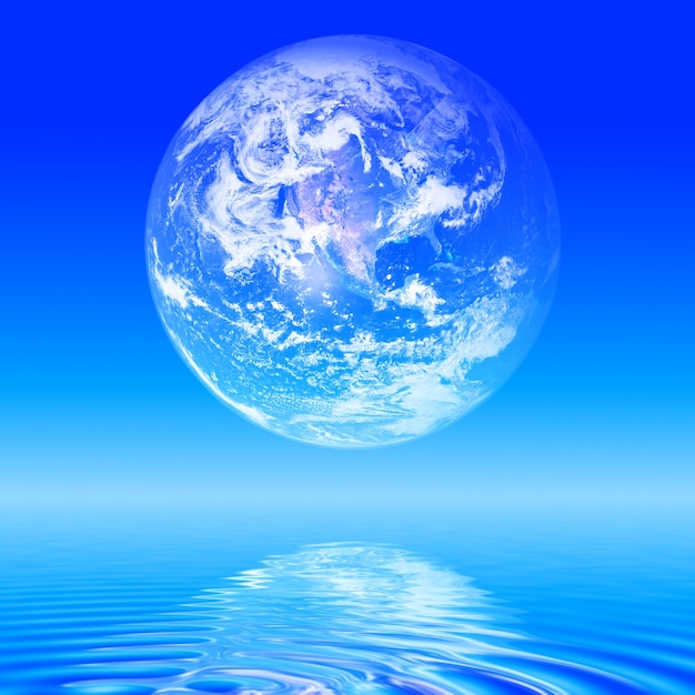 Abstract planeet aarde boven de zee