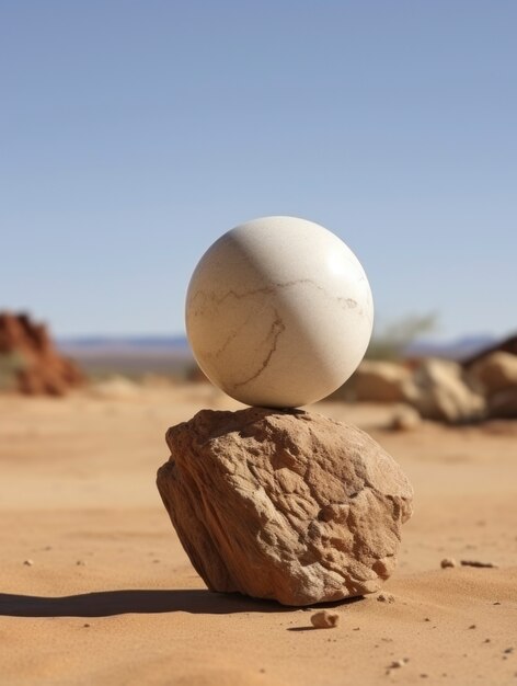 Abstracte creatieve 3D-bol met woestijnlandschap