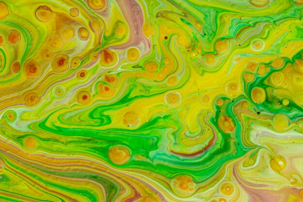 Abstracte groene en gele het schilderen close-up