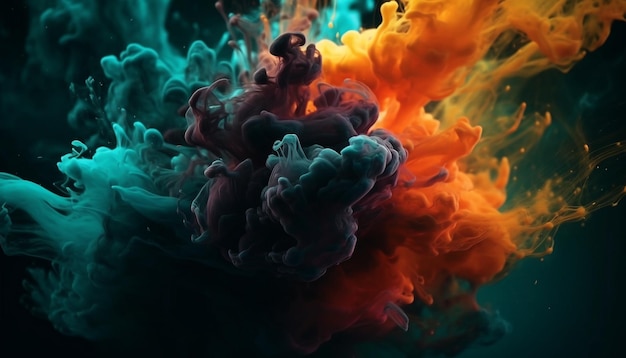 Abstracte inktgolf die stroomt in levendige kleuren gegenereerd door AI