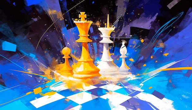 Gratis foto abstracte schaakstukken in digitale kunststijl