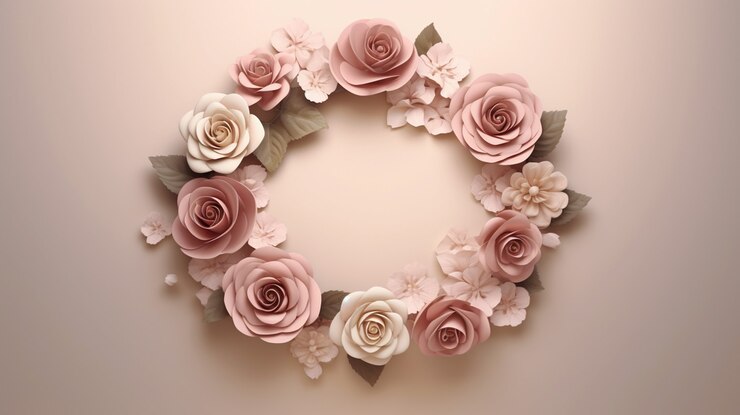 Gratis Foto achtergrond met 3d bloeiende rozenbloemen