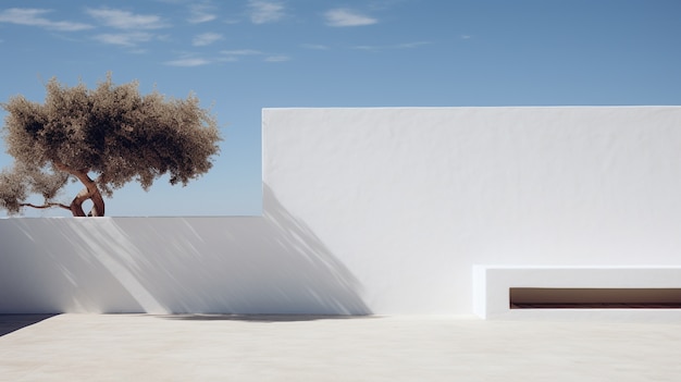 Achtergrond met eenvoudige mediterrane scène en witte muren