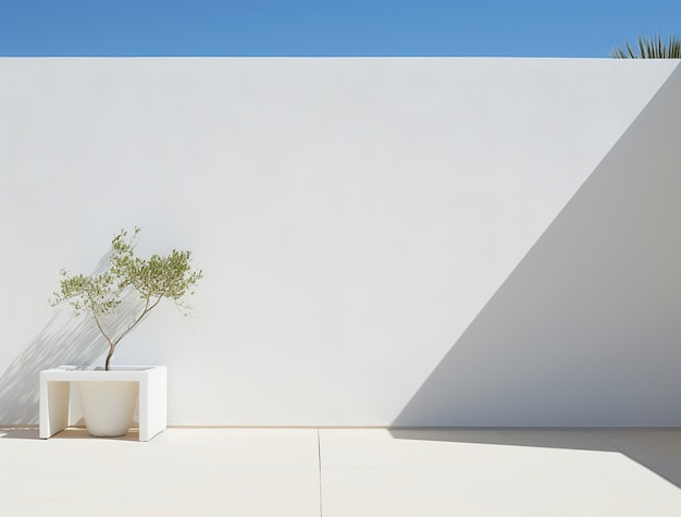 Gratis foto achtergrond met eenvoudige mediterrane scène en witte muren