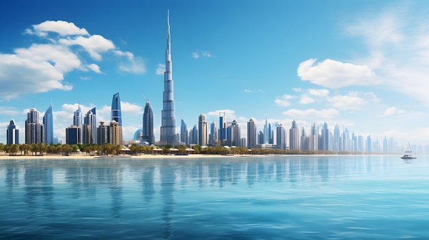 Gratis foto achtergrond van de skyline van dubai