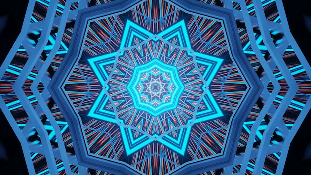 Gratis foto achtergrond van geometrische vormen met gloeiende blauwe laserlichten
