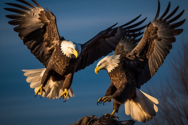 Gratis foto adelaars vechten tijdens het vliegen