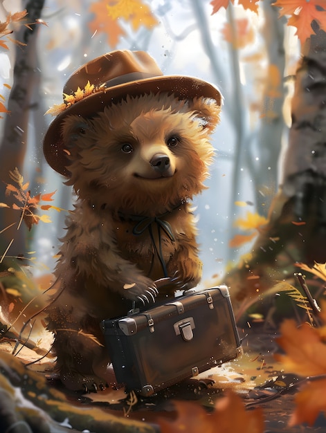 Gratis foto adorable bear illustration in digital art style