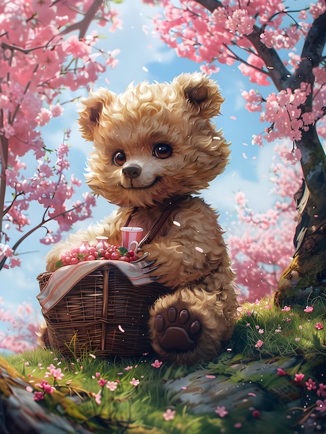 Gratis foto adorable bear illustration in digital art style