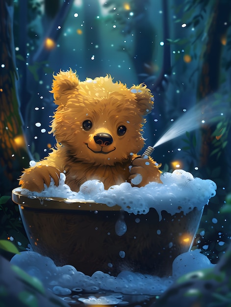 Gratis foto adorable bear illustration in digital art style