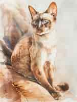 Gratis foto adorable watercolor cat illustration