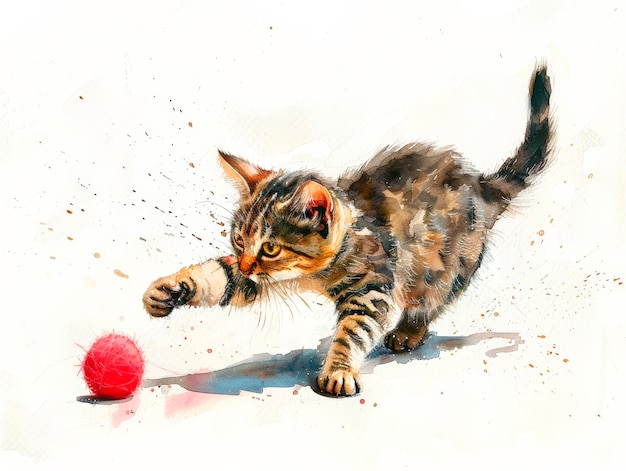 Gratis foto adorable watercolor cat illustration