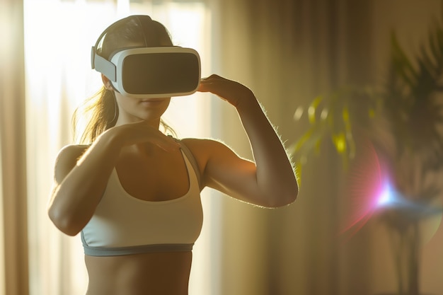 Gratis foto adult doing fitness through virtual reality