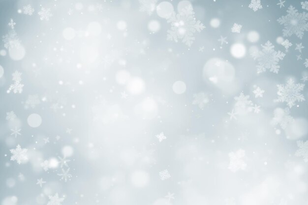 Afbeelding van lichten en sneeuwvlokken wazig op een grijze achtergrond