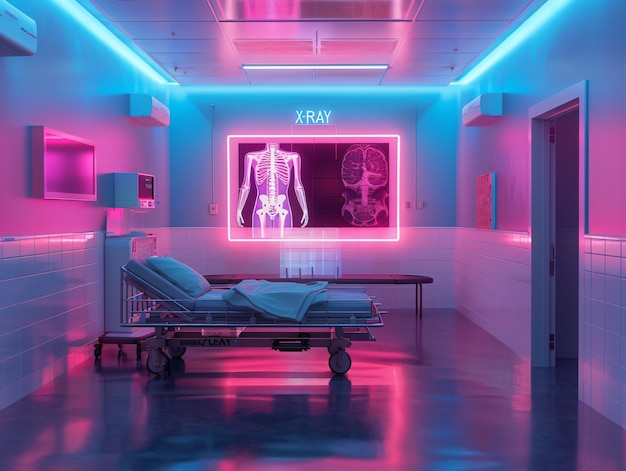 Gratis foto afbeeldingen die röntgenstralen simuleren met neonkleuren
