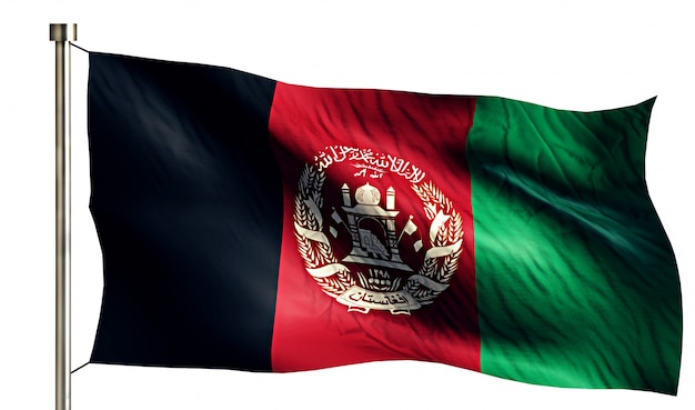 Afghanistan Nationale Vlag Geïsoleerde 3D Witte Achtergrond