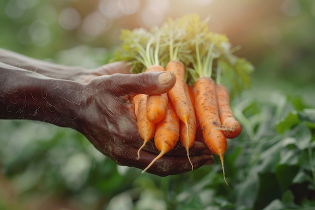 Gratis foto african man harvesting  vegetables