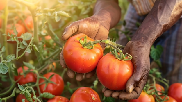 Gratis foto african man harvesting  vegetables