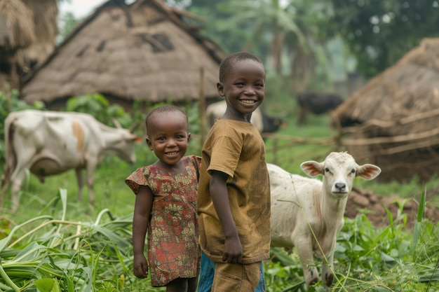 Gratis foto afrikaanse kinderen genieten van het leven.