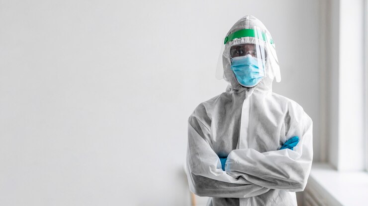 Gratis Foto afro-amerikaanse man met een beschermend pak met kopie ruimte