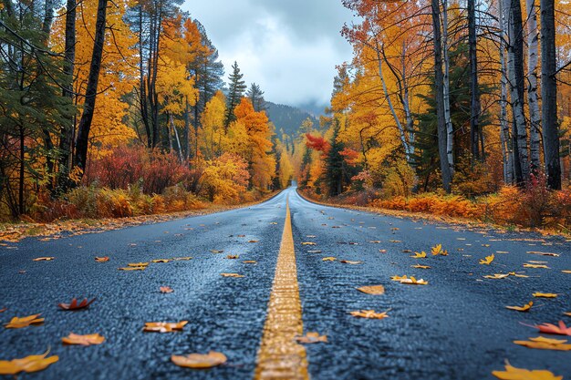 AI gegenereerd op de herfstweg