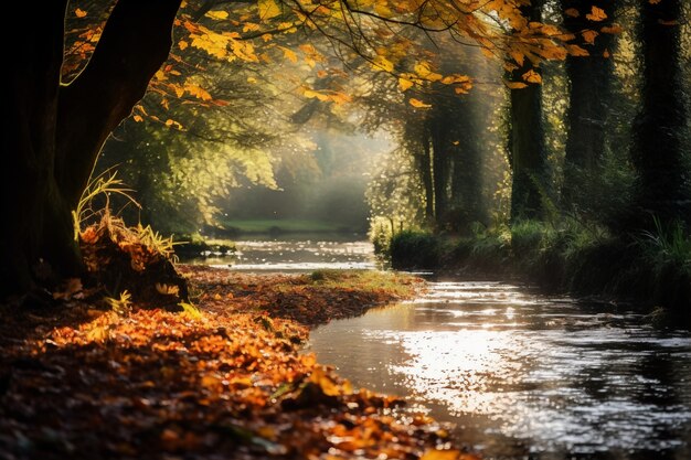 Ai gegenereerd val bladeren foto