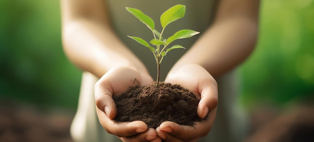 Gratis foto ai gegenereerde plant in handen van vrouw