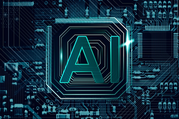 AI technologie microchip achtergrond futuristische innovatie technologie remix