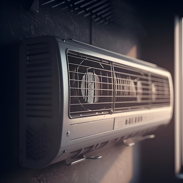 Gratis foto airconditioner op de muur in de kamer 3d render