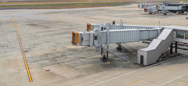 Airport terminal boarding gate.