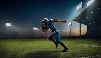 Gratis foto american football american football-speler in professioneel sportstadion