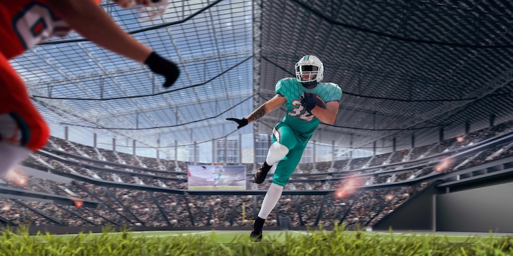 Gratis Foto american football-speler in professioneel stadion