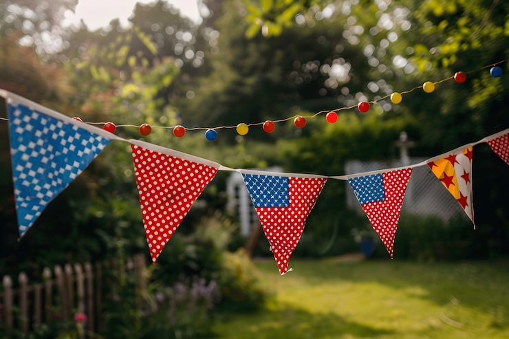 Gratis Foto amerikaanse kleuren huishoudelijke decoraties voor de viering van de onafhankelijkheidsdag