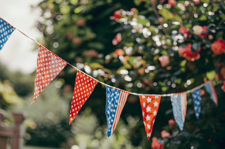 Gratis Foto amerikaanse kleuren huishoudelijke decoraties voor de viering van de onafhankelijkheidsdag