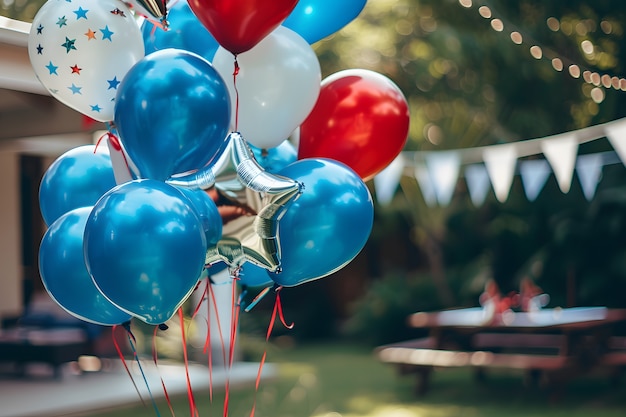 Gratis foto amerikaanse kleuren huishoudelijke decoraties voor de viering van de onafhankelijkheidsdag