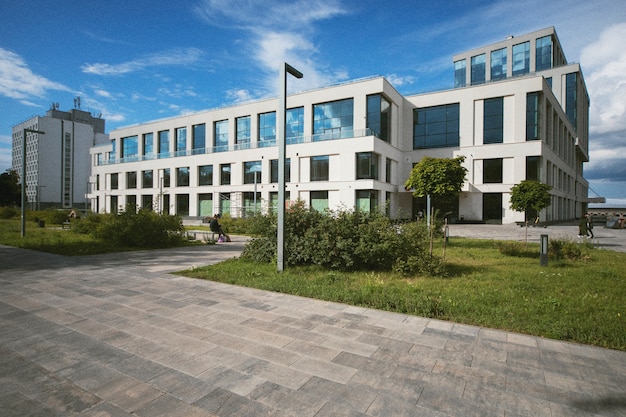 Analoog landschap van de stad met gebouwen