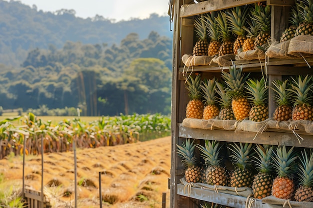 Gratis foto ananas klaar voor de verkoop