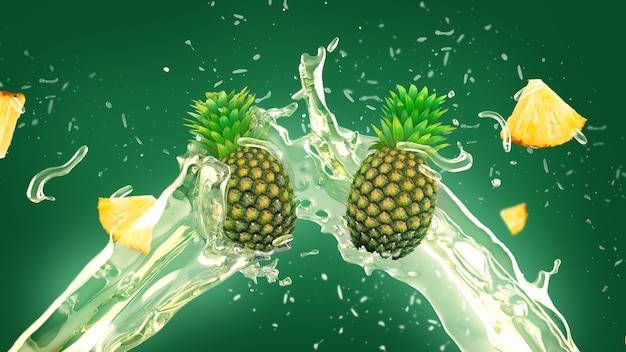 Ananas sap splash achtergrond