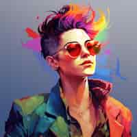 Gratis foto androgyne avatar van een niet-binaire queer persoon