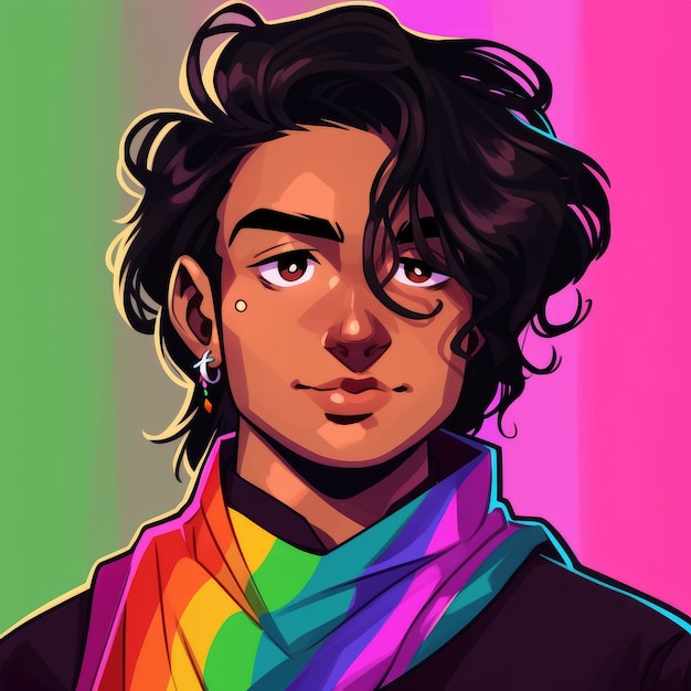 Gratis foto androgyne avatar van een niet-binaire queer persoon