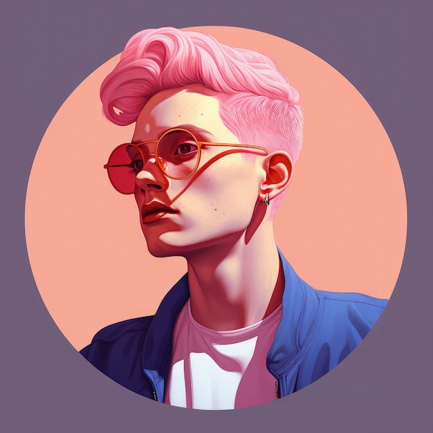 Androgyne avatar van een niet-binaire queer persoon