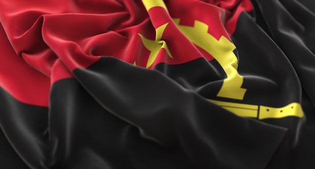 Angola Vlag Ruffled Mooi Wave Macro Close-up Shot
