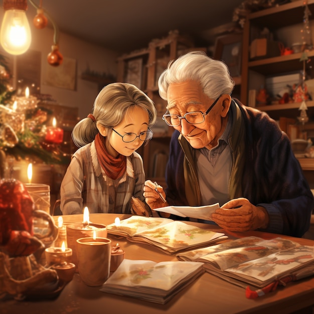 Anime personages die kerst vieren