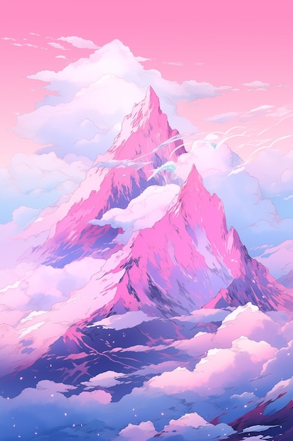 Gratis foto anime stijl bergen landschap