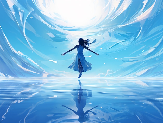 Gratis foto anime-stijl personage met water