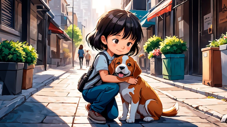 Gratis Foto anime-stijl scène met mensen die liefde tonen buiten op straat