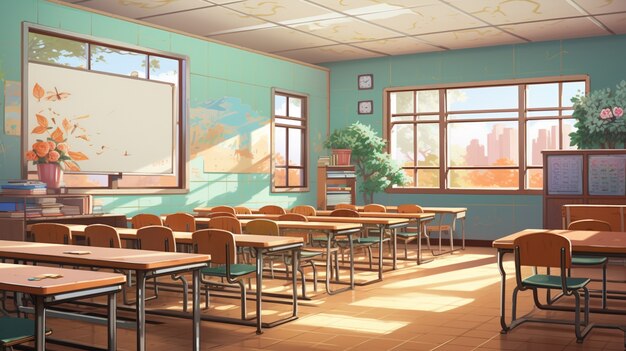 Anime stijl school klaslokaal