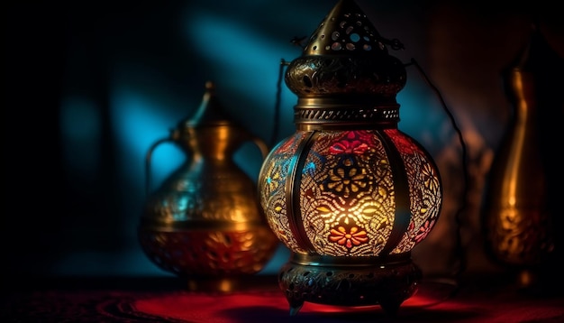 Gratis foto antiek lantaarn verlicht symbool van inheemse cultuur gegenereerd door ai
