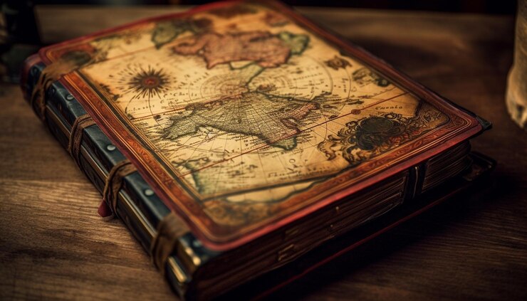 Gratis Foto antiek leren gebonden bijbel een reis door de geschiedenis gegenereerd door ai