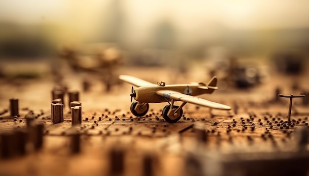 Antieke dubbeldekkerpropeller die draait op airshow-stunt gegenereerd door AI